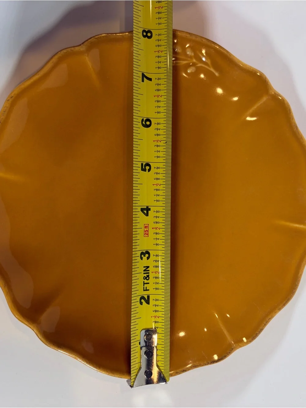 Crate&Barrel Scalloped Ceramic Plate in Mustard